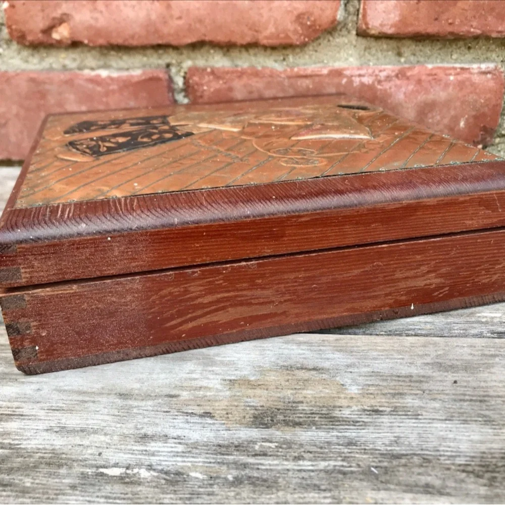 Vintage Copper Art Box with Asian Motif